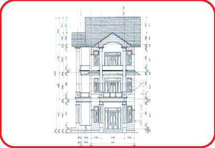 Bản vẽ kiến trúc trong phối màu sơn ngoại thất spec