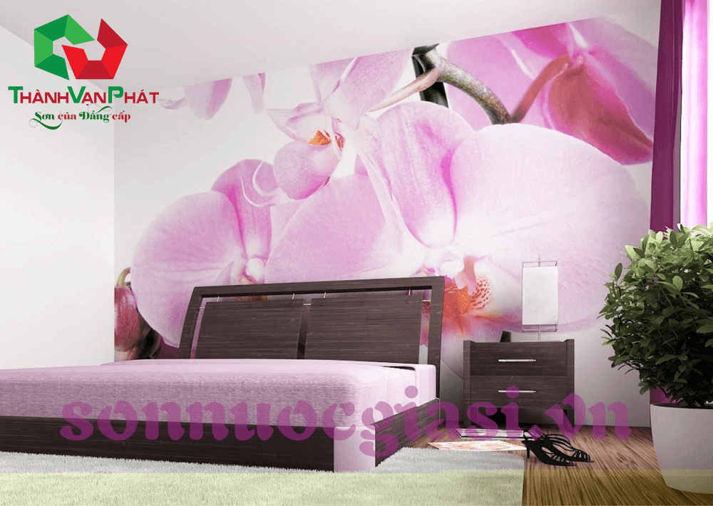 Phòng khách đẹp mê mẩn với những bức tường hoa 3D - phòng ngủ hình 07