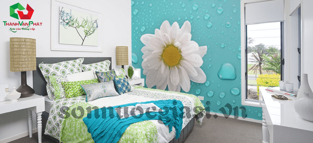 Phòng khách đẹp mê mẩn với những bức tường hoa 3D - phòng ngủ hình 08