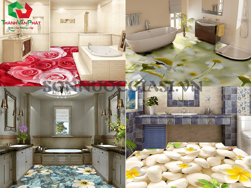 Phòng khách đẹp mê mẩn với những bức tường hoa 3D - phòng tắm hình 13